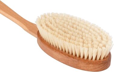 Body brush with handle for sensitive skin, body brush, back brush for seniors, gentle, natural beech wood and soft bristles, Made in Germany