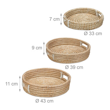 Relaxdays Set of 3 Round Serving Trays