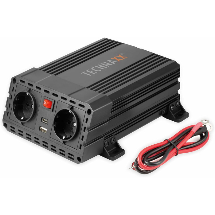 Автомобільний інвертор Technaxx TE19 12V–230V, 600Вт, 2x Schuko, 2x USB, сертифікований TÜV Rheinland