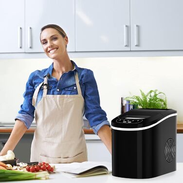 Машина для приготування льоду RELAX4LIFE - Ice Maker для дому та офісу, чорний. Швидке приготування, 2 розміри кубиків льоду, 12 кг/24 год, 2.2 л резервуар для води