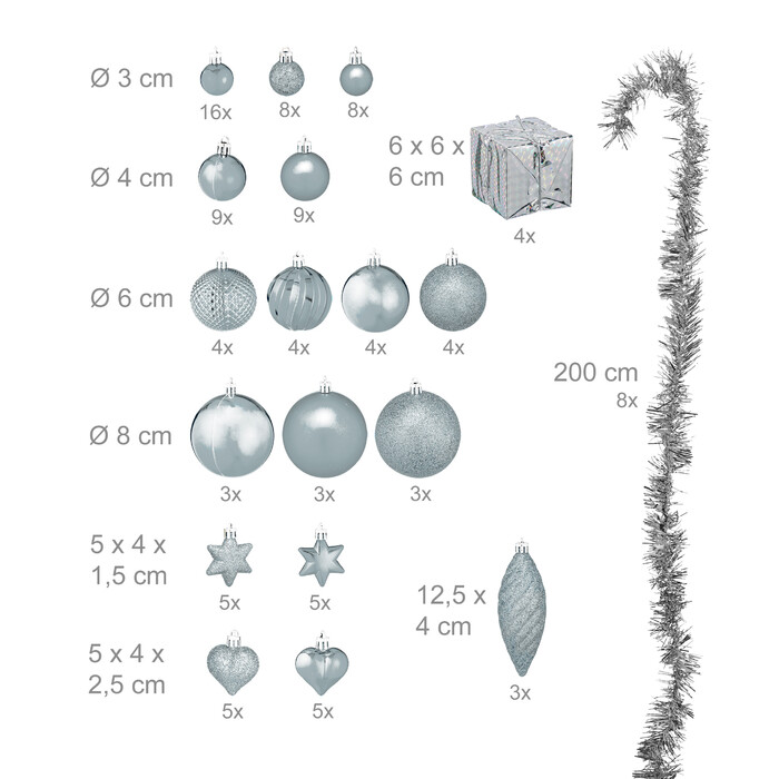 Relaxdays Set of 110 Christmas Baubles