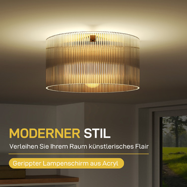 HOMCOM Ceiling Light, Ceiling Fixture with E27 Socket, Round Ceiling Lighting for Bedroom Living Room Ø32 x 16.5 cm, Bulb Not Included Transparent | Aosom