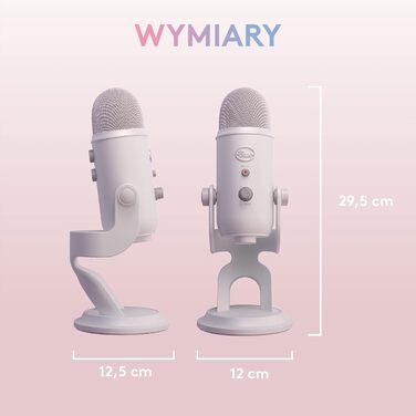 Мікрофон Logitech G Blue Yeti USB для стрімінгу, подкастів та запису (білий). Преміум-якість, Blue VO!CE, сумісний з PC та комп'ютером.