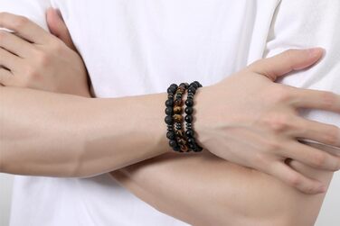 Чоловічі браслети з натурального каміння: тигрове око, чорний лава, онікс. Набір з 3-4 браслетів. Чудовий подарунок для чоловіків.