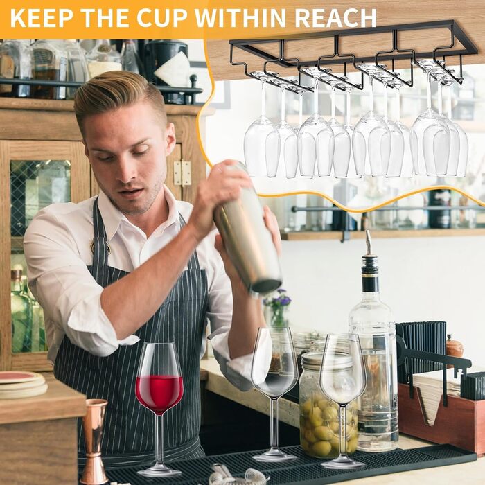 Підставка для келихів CIRULLI (2 шт.) - металева, на 4 келихи, для кухні, бару, ресторану, чорна