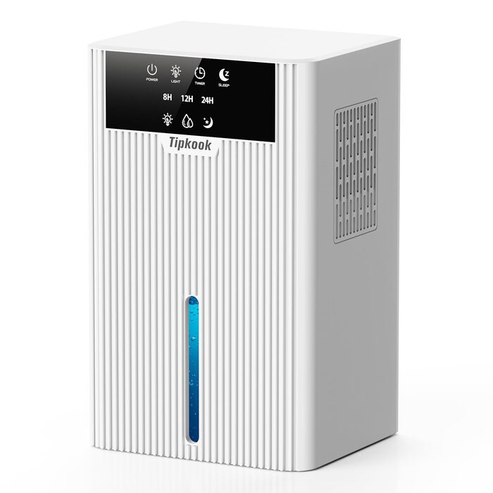 Електричний осушувач повітря 2400 мл з автоматичним відтаванням, 10 кольорів підсвічування, таймер 8/12/24 год, портативний для ванної, спальні, кухні, шафи (новий білий)