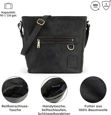 Сумка через плече Berliner Bags Siena Vintage з натуральної шкіри, сіра. Жіноча сумка-месенджер