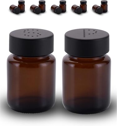 Salt and Pepper Shaker Set in Brown Glass - Salt Shaker with Stainless Steel Lid – Shakers for Pepper and Salt - Small and Modern Table Shakers - Salt & Pepper - 5 Sets