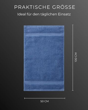 Набір махрових рушників 100% бавовна, 50x100 см, 600 г/м², Oeko-TEX, сині, 8 шт.