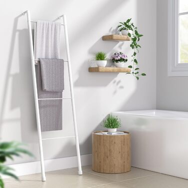 Підставка для рушників стояча з білого металу – тримач для рушників, ковдр, простирадл (4-ярусна, білий)