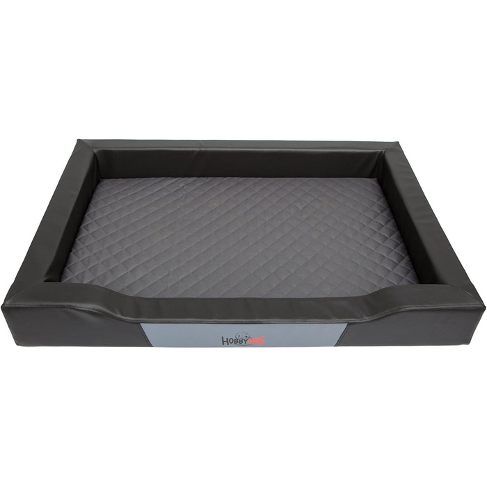 Ліжко для собак Delux XXL 120x80 см, чорне, екошкіра та міцна кордура