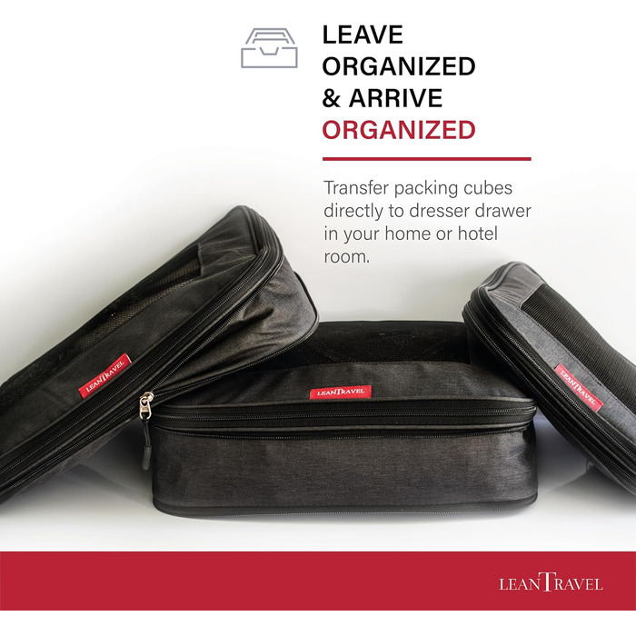 Органайзери для багажу LeanTravel (3 шт.) - комплект, чорний