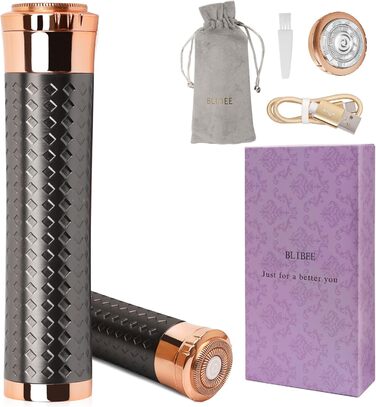 Електричний пристрій для видалення волосся для жінок, перезаряджуваний, безболісний епілятор для губ, рук, обличчя, пуху (чорний)