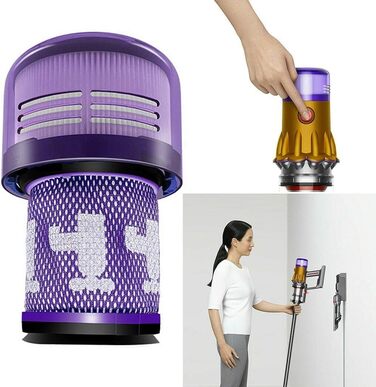 Фільтр HEPA для пилососа Dyson V12 Detect Slim (971517-01) - 3 шт + Щітка для очищення
