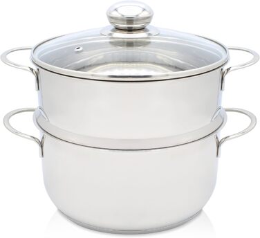 Каструля-пароварка для картоплі Krüger з нержавіючої сталі з кришкою, біо-пароварка з зручним краєм для виливання та енергозберігаючим капсульним дном, 16 см