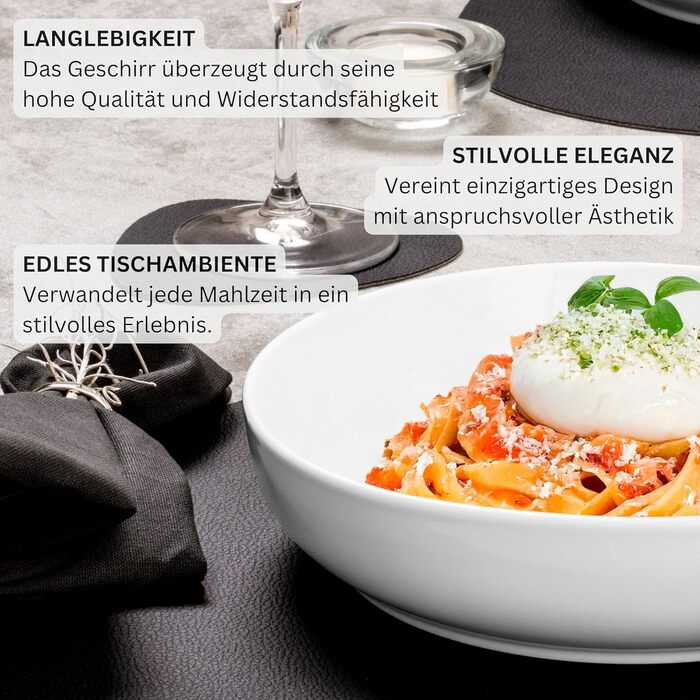 Набір посуду SÄNGER Marlo, 30 предметів для 6 осіб: тарілки, миски, чашки з порцеляни | PREMIUM COLLECTION