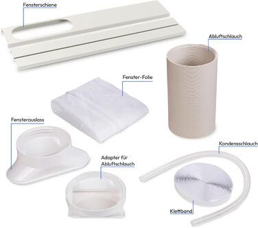 Мобільний кондиціонер MEDION E701 (7000 BTU) з випускним шлангом, для приміщень до 25м², 3-в-1 (охолодження, осушення, вентиляція), з пультом дистанційного керування та режимом сну, MD 37730