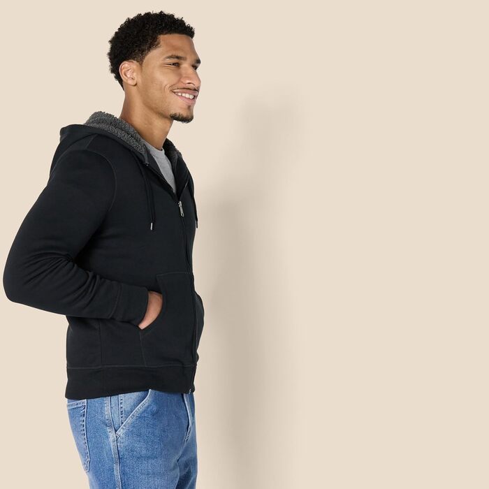 Спортивна худі Aazon Essentials для чоловіків з флісовою підкладкою та блискавкою, колір морської хвилі (XS, вицвілий чорний)