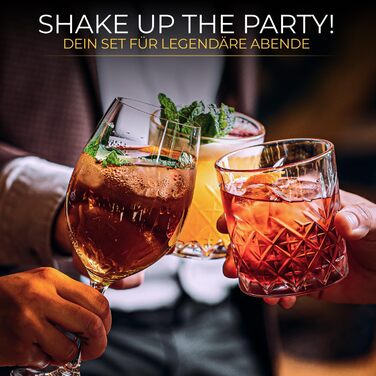 Набір для коктейлів EMPATION: 8 предметів, Boston Shaker 825мл, нержавіюча сталь, для початківців та професіоналів, сріблястий, преміум подарунок