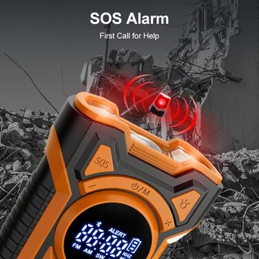 Радіо на сонячній батареї з ручкою, 5000mAh, Bluetooth, USB, FM/AM, SOS-сигнал, ліхтарик, IPX5, для кемпінгу та надзвичайних ситуацій