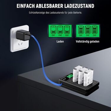 NEEWER 3 шт. Запасні акумулятори NP-BX1 з USB зарядним пристроєм, 1090mAh, сумісні з Sony ZV1, ZV-1 II, RX100, RX100II, RX100M II, HDR-AS15, HDR-AS30