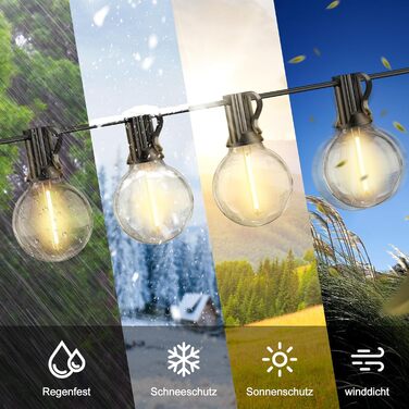 Ланцюжок прикрас LED, 30 метрів, для зовнішнього використання, G40, сад, балкон, тераса, патіо, IP44, з пусковим пристроєм