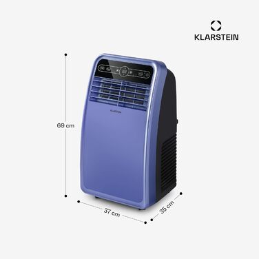 Мобільний кондиціонер Klarstein з випускним шлангом, 4-в-1: кондиціонер, вентилятор, осушувач повітря та нічний режим, компактний та портативний для дому та офісу, низьке енергоспоживання, 7000 BTU, білий (7000 BTU, блакитний)