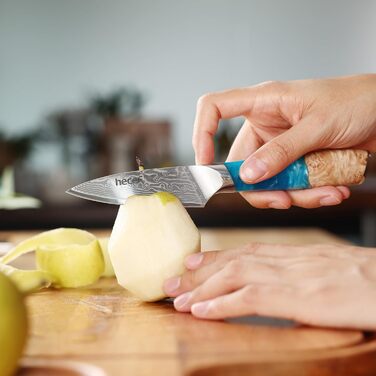 Японський кухонний ніж Hecef Damast з ручкою з харчової смоли, 20 см, 67 шарів дамаської сталі, з захистом для ножа, професійний ніж для кухаря, подарунок шеф-кухарю