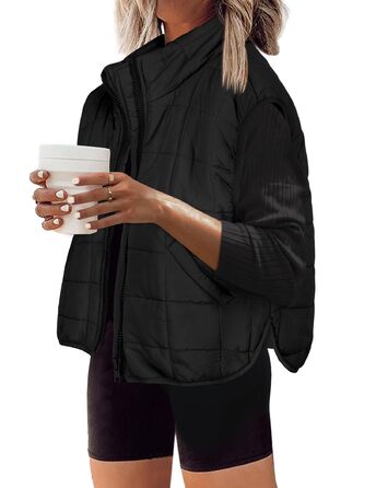 Жіноча степкова жилетка ZEAGOO без рукавів, тепла на осінь/зиму, чорна, з кишенями