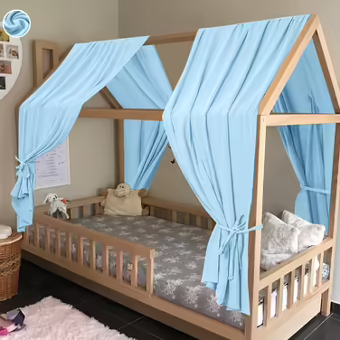 HOTUT Canopy Bed, 2 Pack Muslin Bed Canopy, Soft and Breathable Baldaquin Nursery Decor, Baby Bed Canopy Decor Set for Girls & Boys - 62 x 270cm Sky Blue