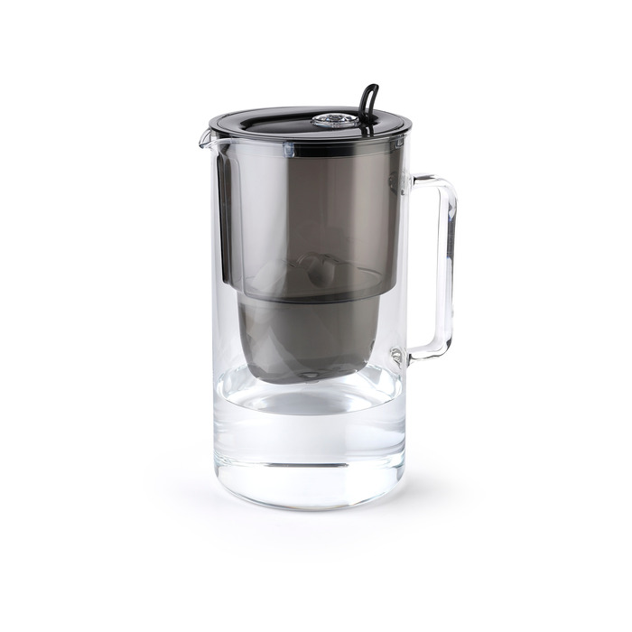 Скляний фільтр-кувшин Aquaphor Glass 2,5 л + 2 картриджі Maxfor+ Mg, чорний