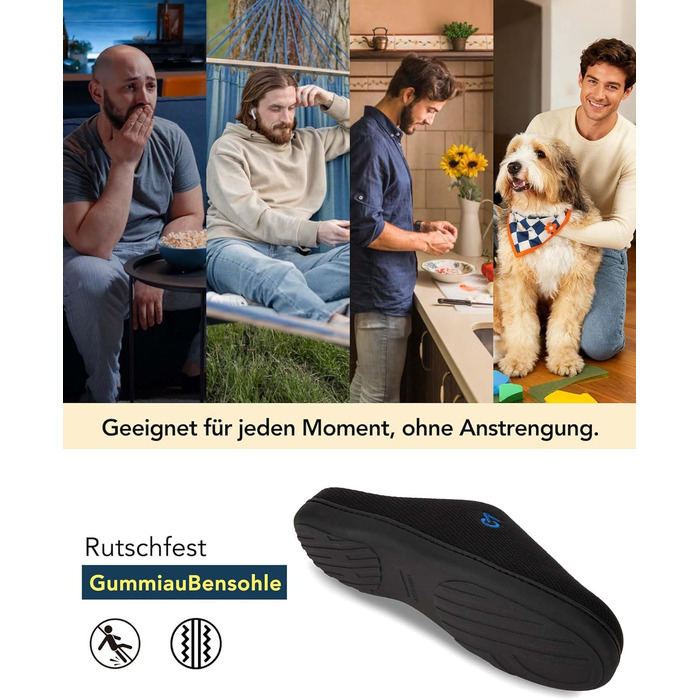 Чоловічі халапи VeraCosy з двома кольорами, устілка з memory foam, розмір 40/41 EU, чорний сапфіровий