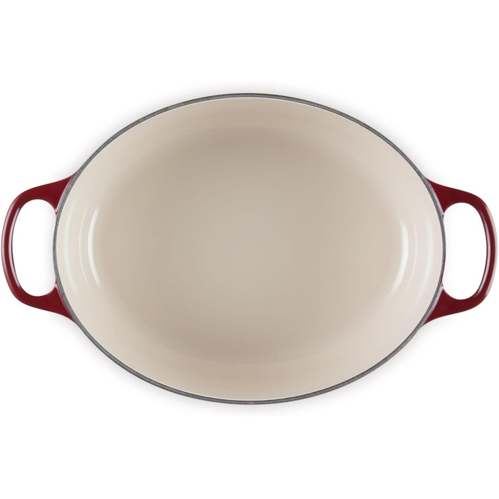 Чавунна овальна каструля Le Creuset Signature з кришкою, 27 см, 4,1 л, для всіх типів плит та індукції, колір Garnet (бордовий), 4,43 кг