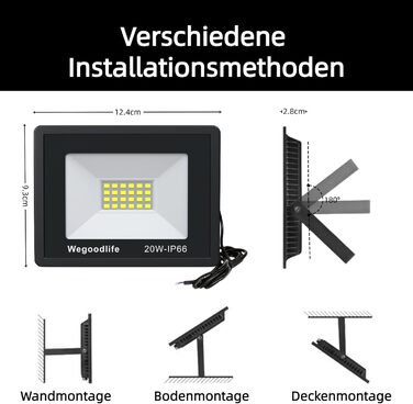 2 Pieces 100W LED Flood Lights Outdoor, Super Bright 8140LM Wall Light, 3000K Warm White Outdoor Spotlights, IP66 Waterproof Floodlight, Spotlight for Backyard Driveway Doors Garage Hallway Garden (Cool White, 20.0 Watt 10 Pieces)