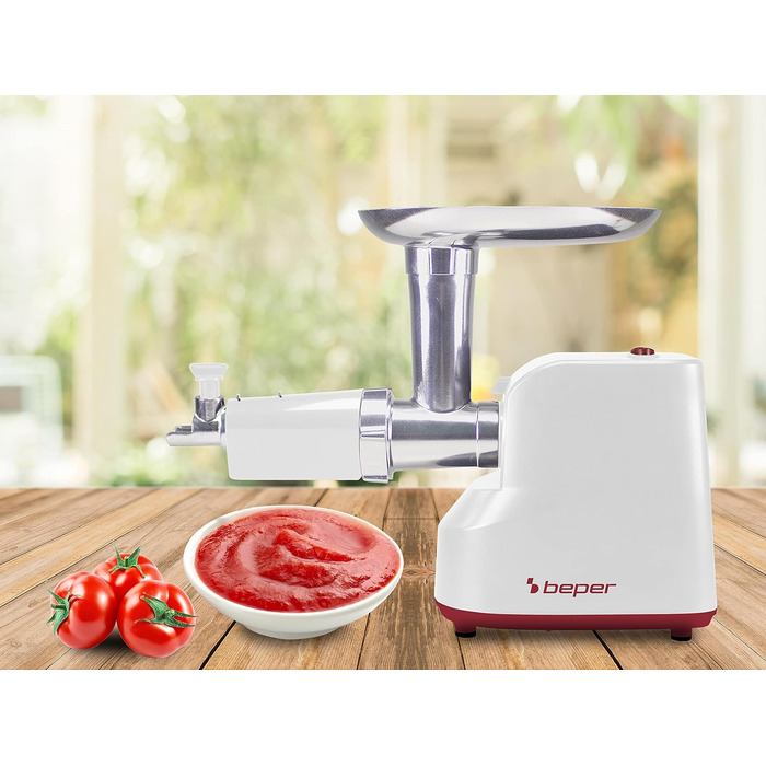 М'ясорубка електрична BEPER P102ROB200 з нержавіючої сталі, 1200 Вт + насадка для томатів