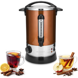 Navaris Mulled Wine Warmer Hot Water Dispenser - Stainless Steel - with Thermostat, Fill Level Indicator, Tap - Mulled Wine & Hot Beverage Dispenser (6.8L, Copper)
