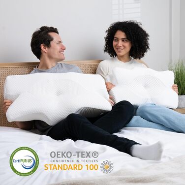 Ортопедична подушка Elviros Memory Foam, ергономічна подушка для шиї, 64x(11,5/13)x40 см (сіра)