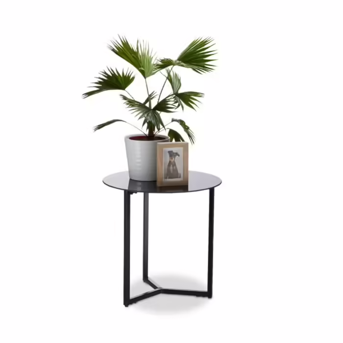 Relaxdays Side Table Glass and Metal Round