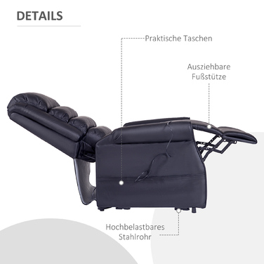 HOMCOM Lift Chair, Massage Chair with Reclining Function, Recliner with USB Port, Lift Chair with Remote Control, Heating Function | Aosom