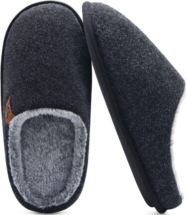 Тапочки чоловічі COFACE з фетру, теплі, зручні, з плюшем, антиковзка гумова підошва, для дому та вулиці, розмір 40-49, чорний, 43 EU