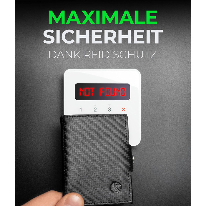 Гаманець Koruta Slim з монетницею та RFID захистом - картхолдер для чоловіків і жінок - мінімалістичний портмоне з карбону, чорний