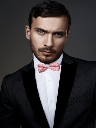 Метелик чоловічий DiBanGu Seide Paisley темно-рожевий (7001) з нагрудною хустинкою, шпилькою та запонками для весілля, вечірки, випускного