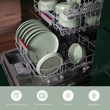 Набір посуду Feinsteinzeug на 6 осіб (18 предметів) — міцний, стійкий до подряпин, бежевий глянцевий | Столовий посуд, тарілки, миски — Magnetiks (Misty Mint, 18 предметів)