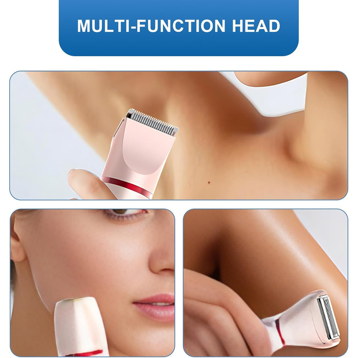 Електричний жіночий триммер 3-в-1 для тіла, бікіні, ніг, рук, під пазухи, водонепроникний, LCD-дисплей, рожевий