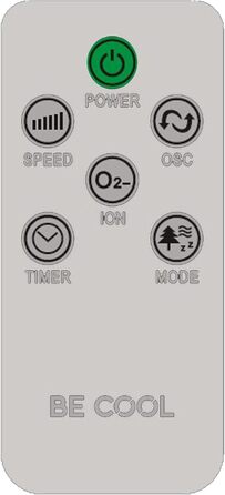 Вентилятор турецький Be Cool 121 см, 3 швидкості, осциляція, LED-дисплей, таймер 12год, іонізатор, пульт, білий, 45W