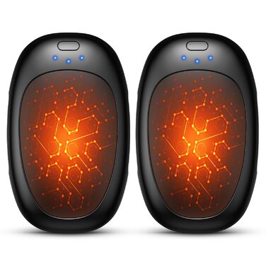 Електричні грілки для рук 2 шт. з підзарядкою, багаторазові, 3 режими нагріву, портативні, для жінок та чоловіків, для відпочинку на природі, кемпінгу, гольфу, полювання, чорного кольору