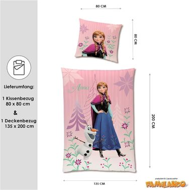 Дитяча постільна білизна Disney Frozen Анна і Ельза 135x200 80x80 см, бавовна, замок-блискавка, малюнок Diamonds