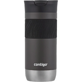 Contigo Byron Snapseal Stainless Steel Travel Mug - Leakproof, Dishwasher Safe Lid, BPA-Free, 590ml - Black