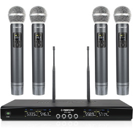 Набір бездротових мікрофонів Phenyx Pro PTU-5200: 4 динамічні мікрофони, UHF, 200ft, для співу, караоке, церкви, DJ