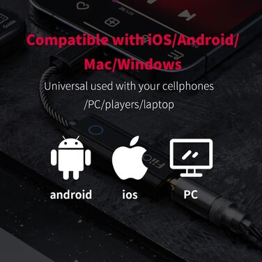 Підсилювач навушників FiiO JadeAudio KA1, USB DAC, висока роздільна здатність, 3.5 мм, без втрат, для смартфонів/PC/ноутбуків/плеєрів (Type-C, чорний)